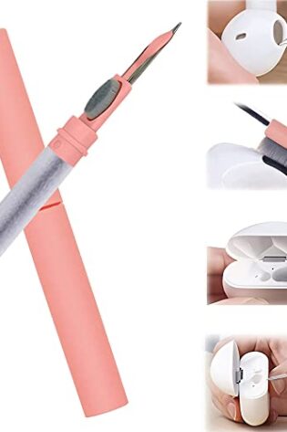 Bluetooth Earbuds Cleaning Pen, Multifunction Airpod Cleaner Kit with Soft Brush for Wireless Earphones Bluetooth Headphones Charging Box Accessories, Computer, Camera and Mobile Phone (Pink)