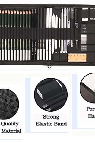 KALOUR 54-Pack Sketch Drawing Pencils Kit with Sketchbook,Include Graphite,Charcoal Pencils and Artists Tools,Pro Art Drawing Supplies for Adults Kids Beginners,ideal for Sketching Shading - Image 3