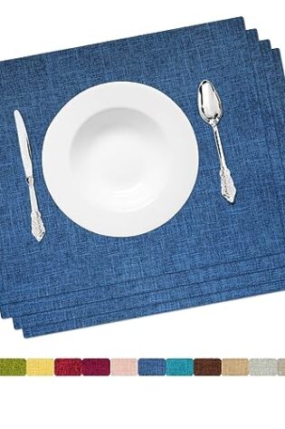 HOMEYNICE Placemat Set-Washable Place Mats for Parties, Elegant Table Mats for Kitchen Table, Set of 4 Dining Table Placemats, Heat-Resistant Cloth Placemats for Indoor and Outdoor,13x19-Navy Blue
