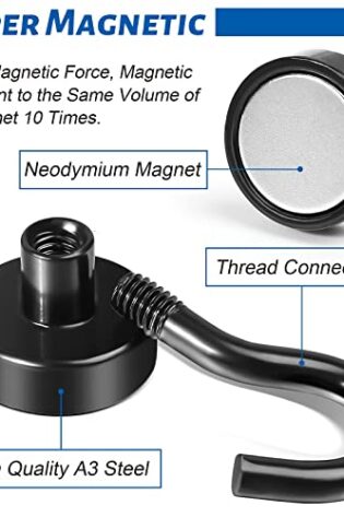 DIYMAG Black Magnetic Utility Hooks, 25Lbs Heavy Duty Rare Earth Neodymium Magnet Hooks with Nickel Coating for Kitchen, Cruise, Classroom, Workplace, Office and Garage etc, Pack of 3 - Image 7