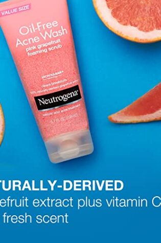 Neutrogena Oil Free Pink Grapefruit Acne Treatment Face Wash with Vitamin C, 2% Salicylic Acid, Gentle Foaming Facial Scrub to Treat & Prevent Breakouts, 6.7 Fl Oz, Pack of 3 - Image 5