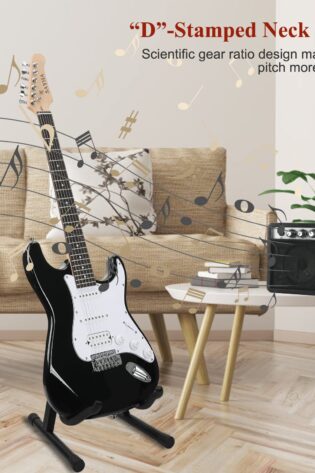 SAYHA Electric Guitar, 39 Inch Solid Full-size Electric Guitar HSS Pickups Starter Kit Includes Amplifier, Bag, Digital Tuner, Strap, String, Cable, Picks（Black） - Image 4