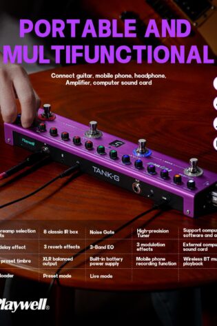 Playwell Multi Effects Guitar Pedal TANK-G,Digital Electric Guitar Effector with 36 Editable Presets,Chorus,Delay,Reverb,MOD,IR Loading,Recording,Tuner,Built-in battery,BT connection - Image 4